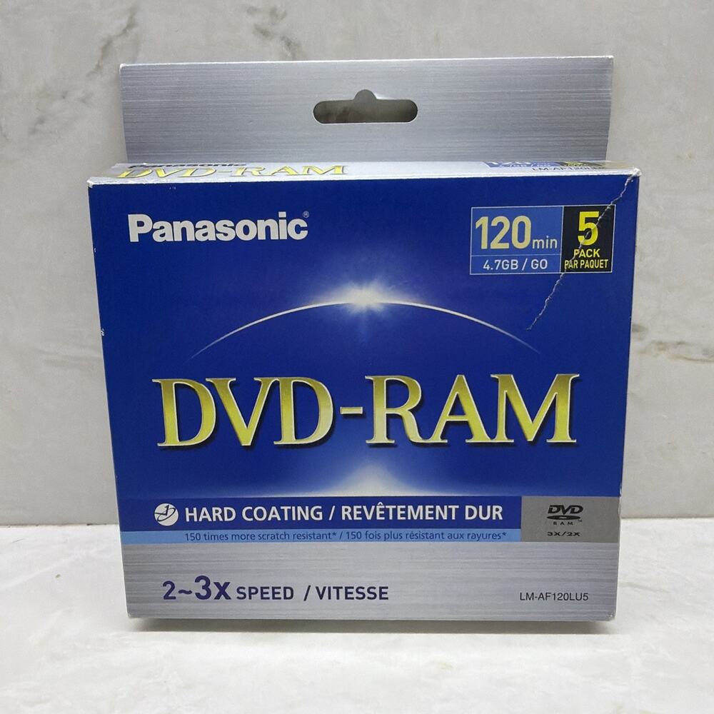 Panasonic LM-AF120LU5 DVD RAM Disc 5 Pack 120 Minutes, 4.7GB ONLY 4 IN BOX